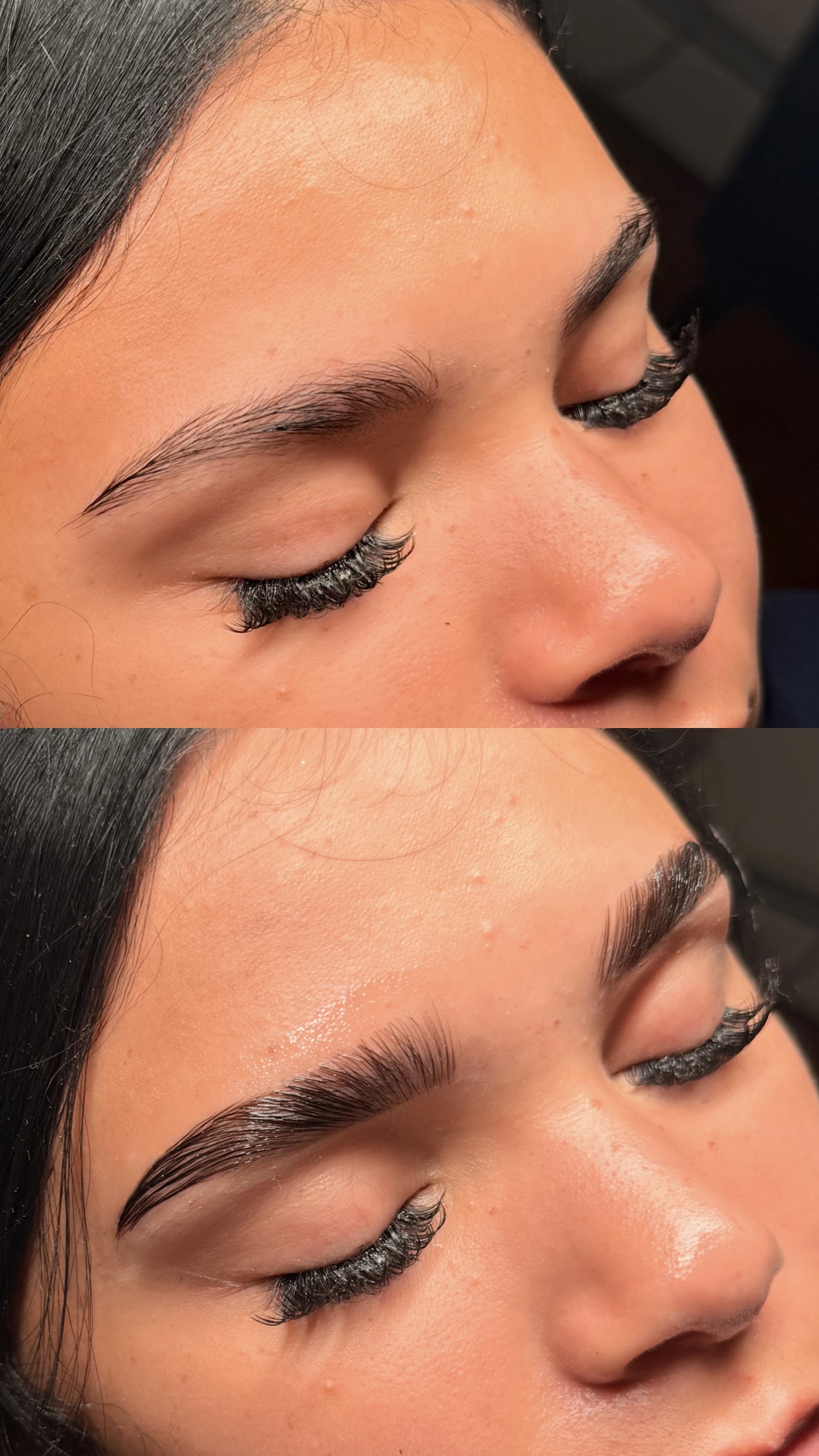 Before and after brow lamination service