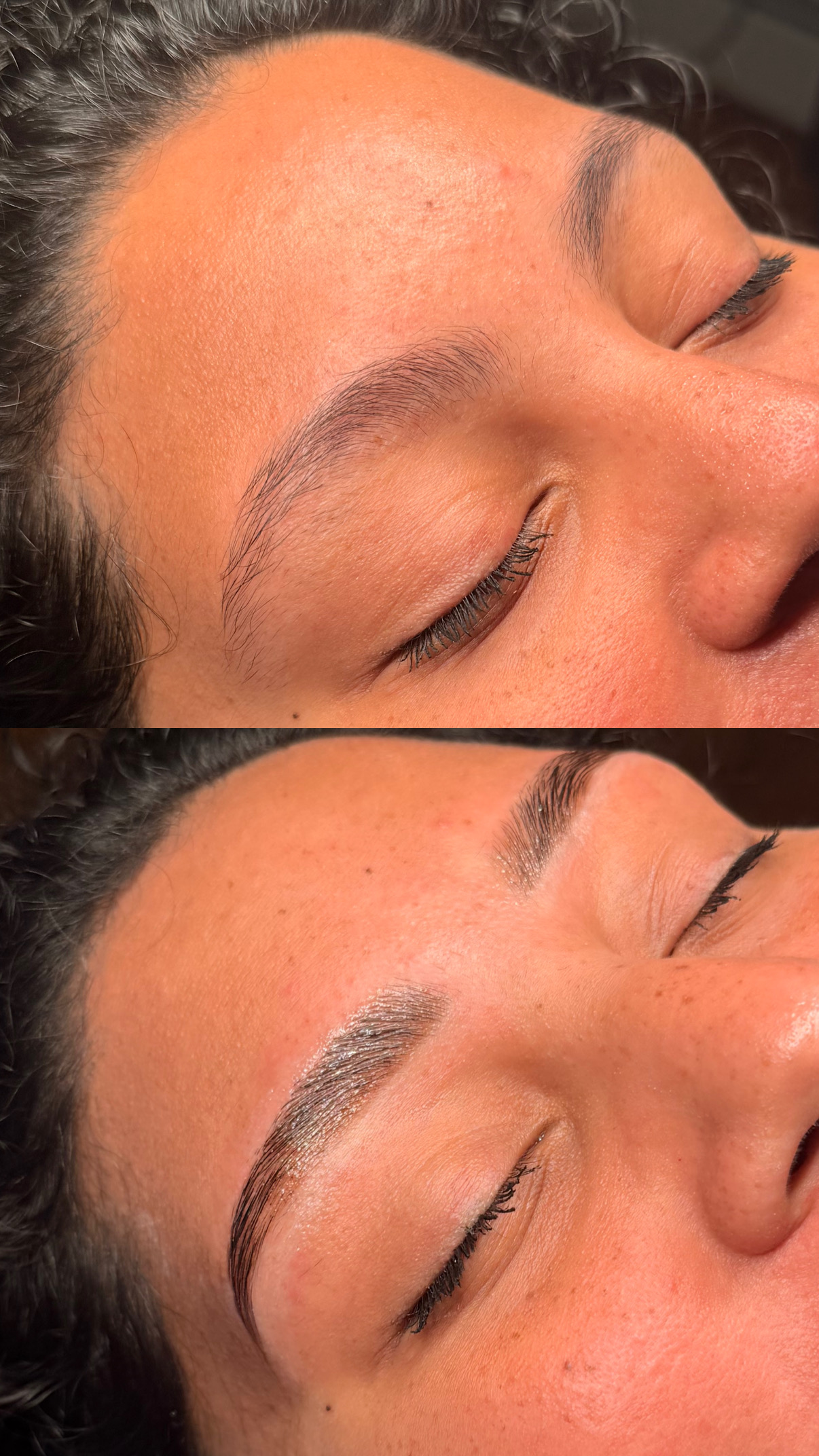 Before and after customized brow service